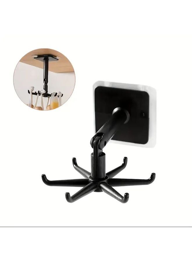 White Foldable Wall Mounted Kitchen Utensil Rack 360 Rotating No Drill Installation - Image 4